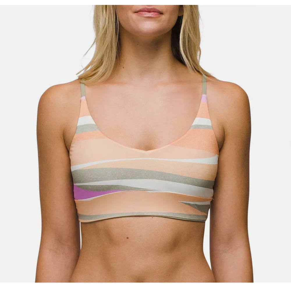 Prana Swimwear Top Womens Large Willow Falls Reversible Top in Waves Orange